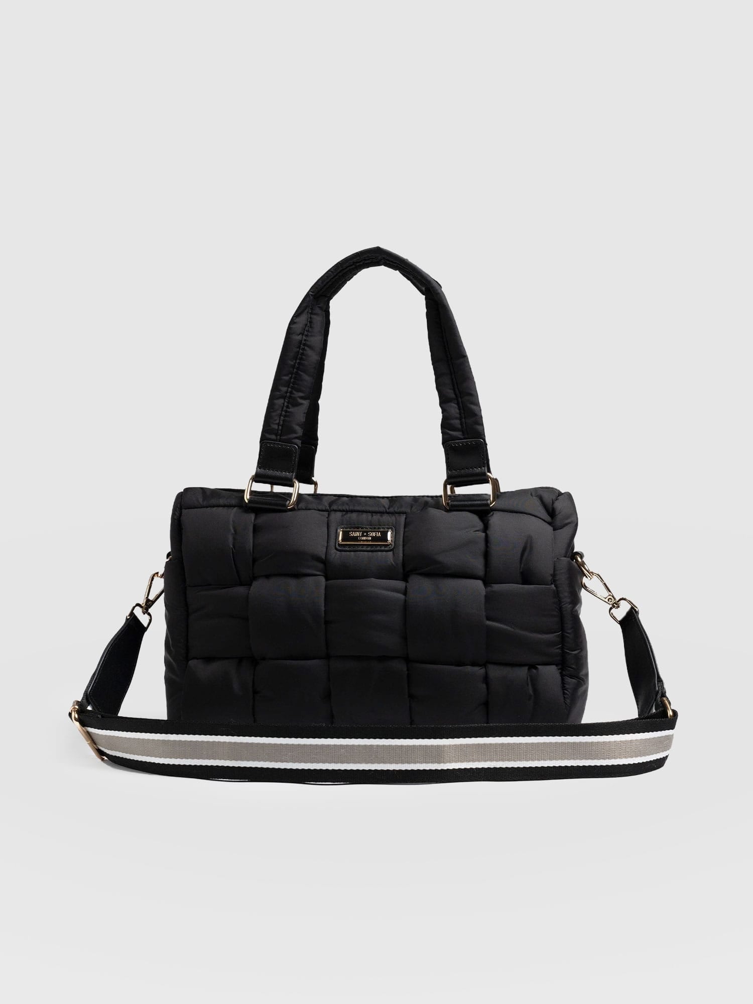 Woven Duffle Bag Black/Grey - Women's Bags | Saint + Sofia® USA