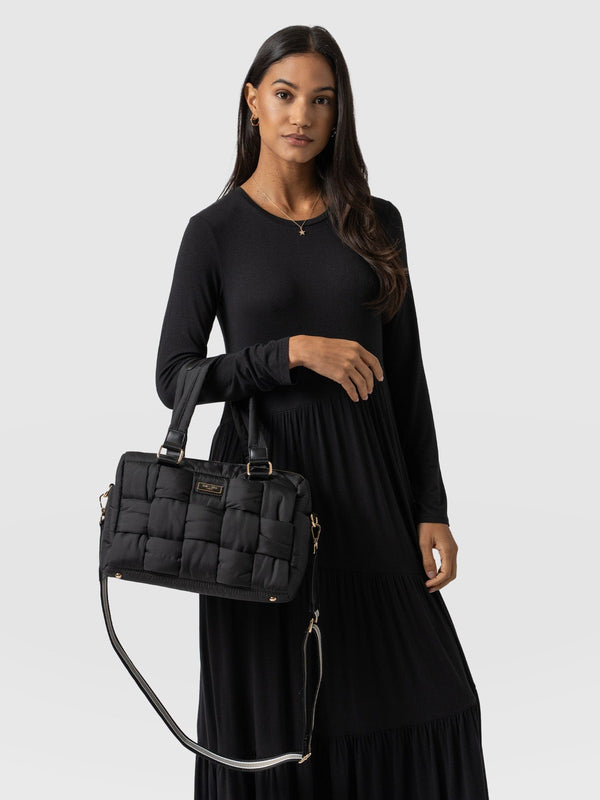 Woven Duffle Bag Black/Grey - Women's Bags | Saint + Sofia® USA