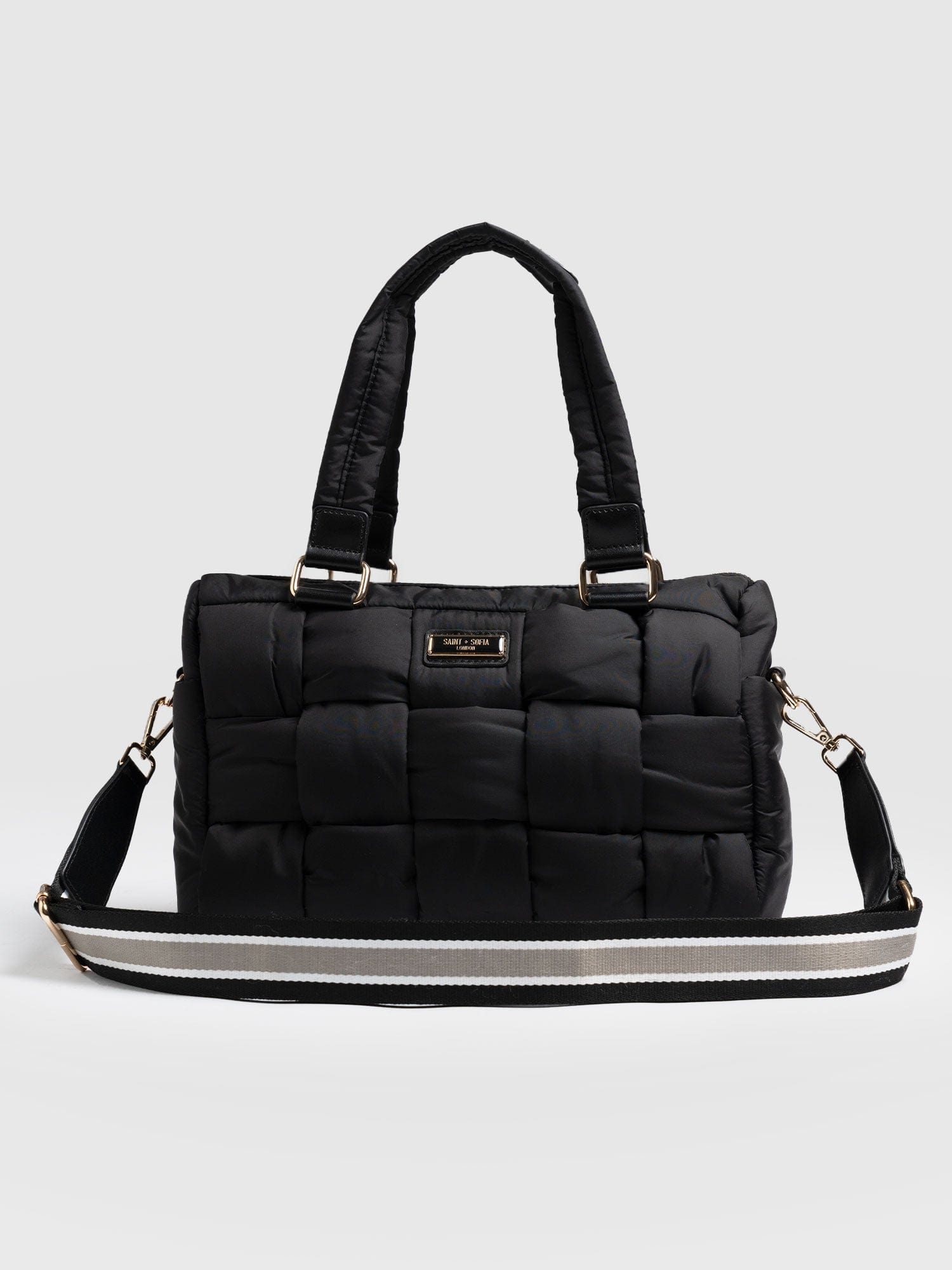 Woven Duffle Bag Black/Grey - Women's Bags | Saint + Sofia® USA