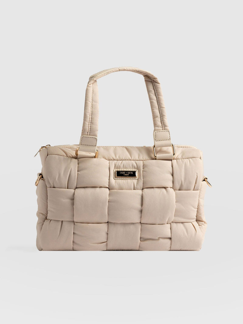 Woven Duffle Bag Cream- Women's Bags | Saint + Sofia® USA