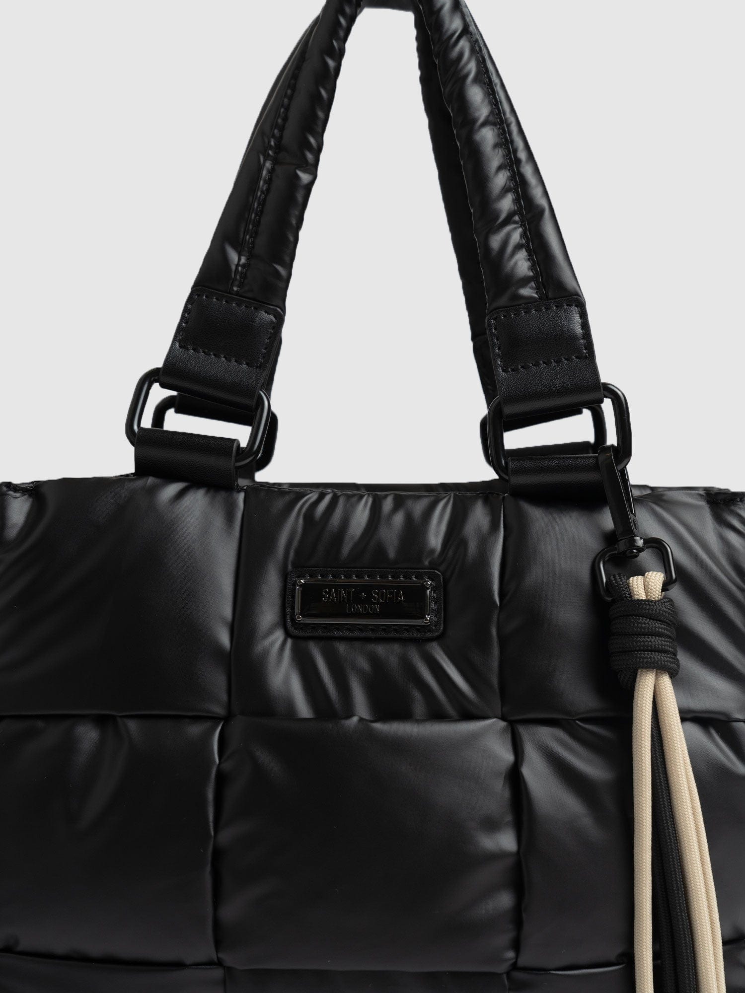 Woven Mini Penny Tote Bag Gloss Black - Women's Bags | Saint + Sofia® USA