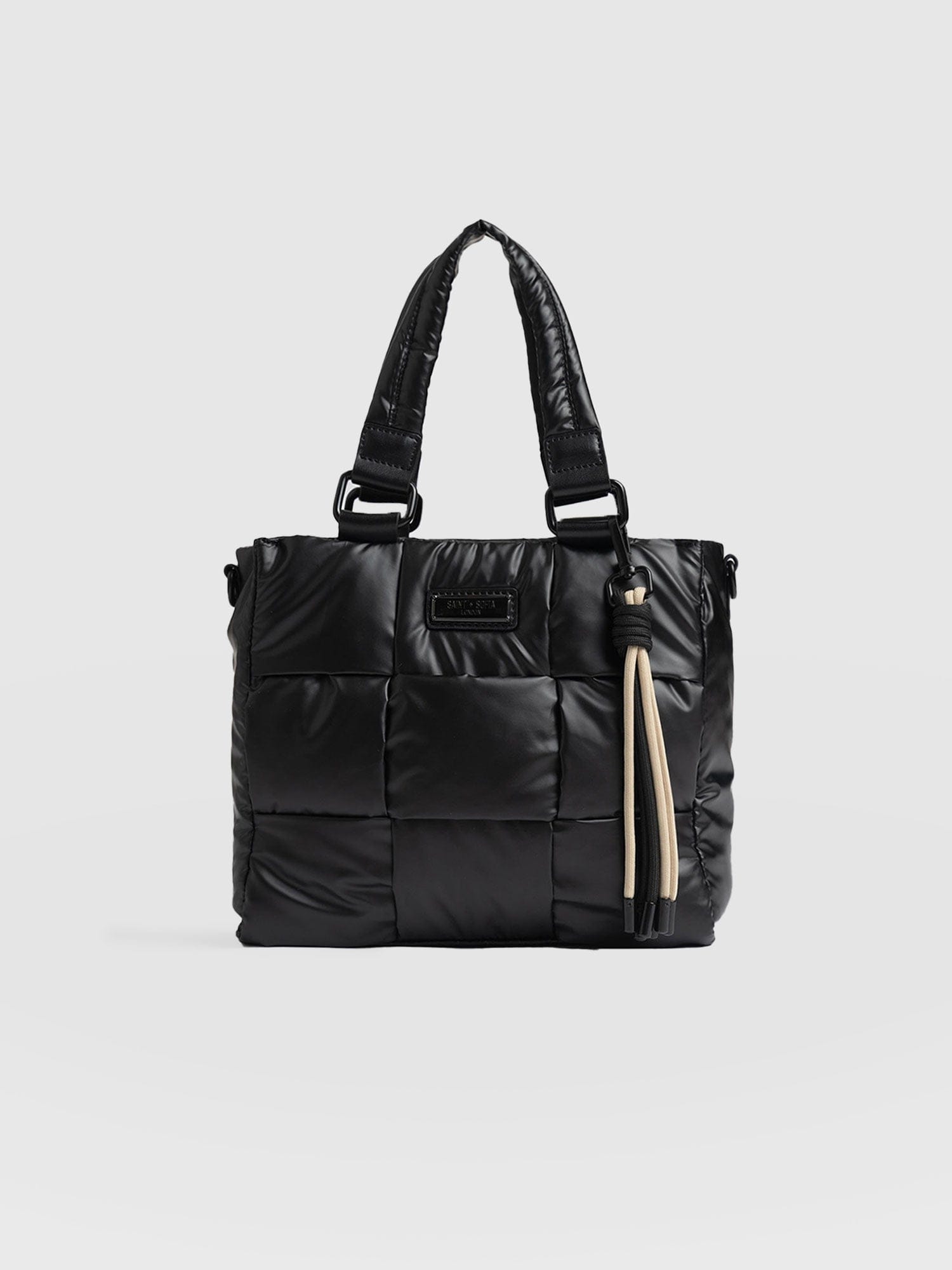 Woven Mini Penny Tote Bag Gloss Black - Women's Bags | Saint + Sofia® USA