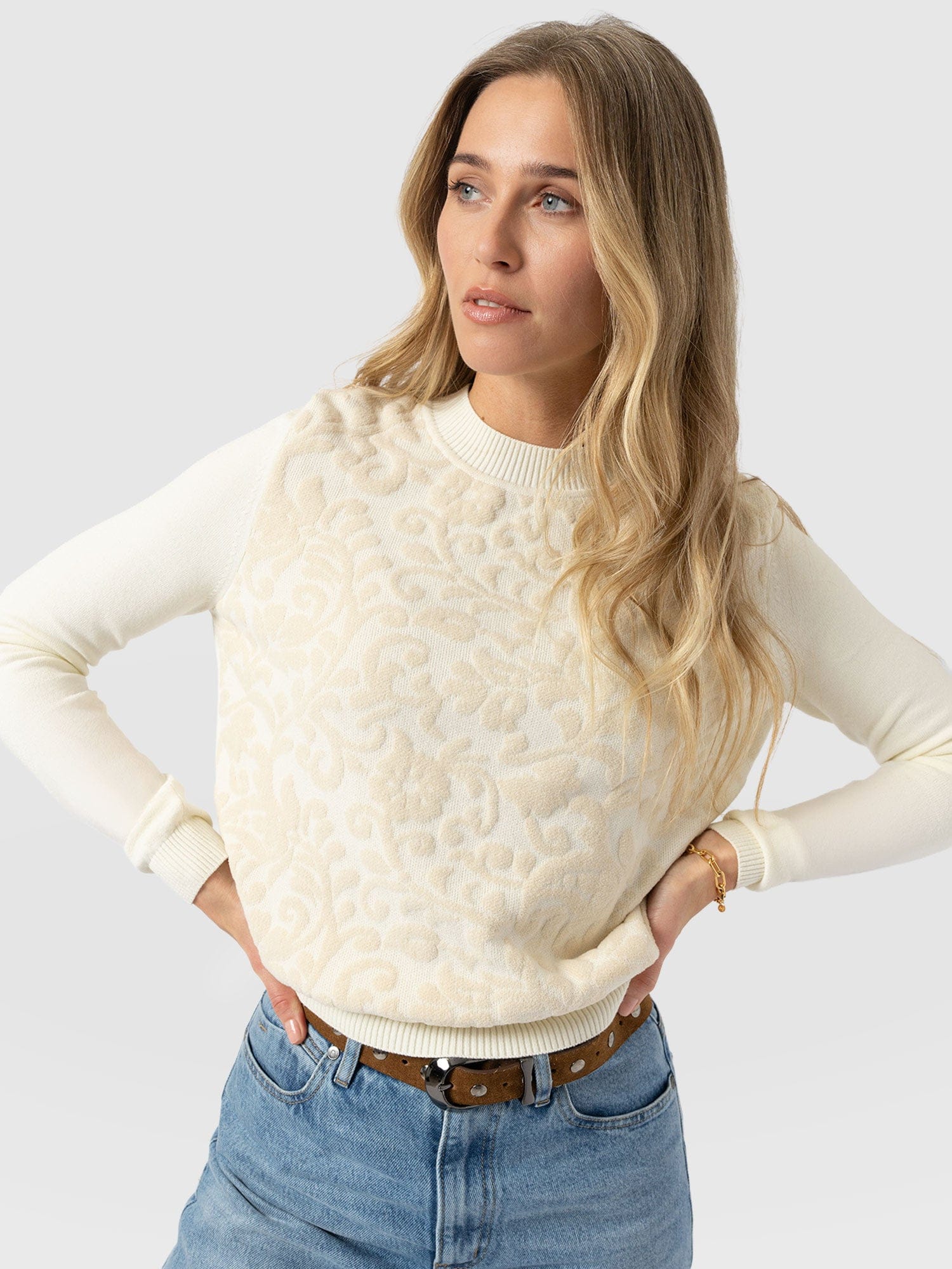 Wren Long Sleeve Knit - Cream - Women's Knitwears | Saint + Sofia? USA
