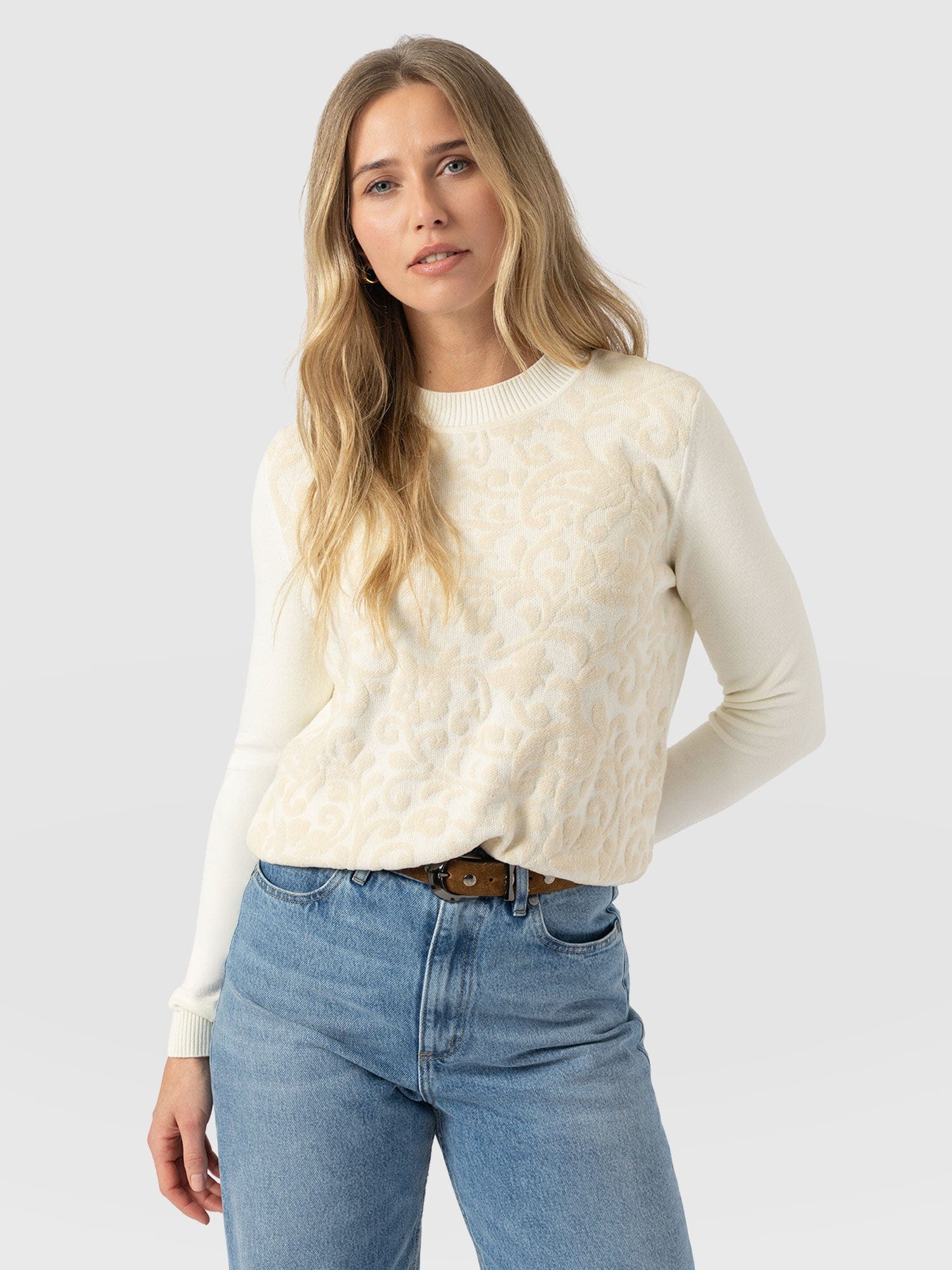 Wren Long Sleeve Knit - Cream - Women's Knitwears | Saint + Sofia? USA