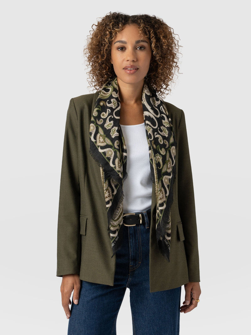 Wren Paisley Scarf Black/Green - Women's Scarves | Saint + Sofia® US