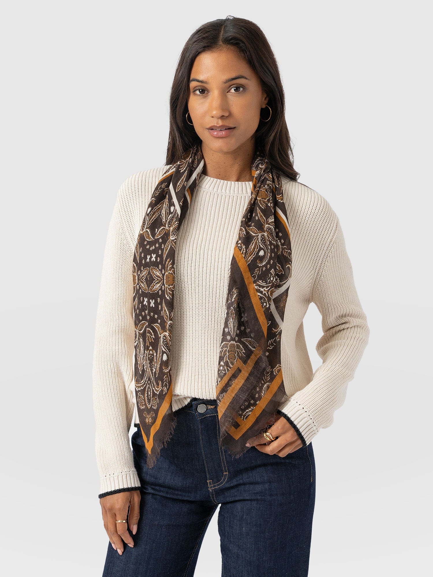 Wren Paisley Scarf - Brown - Women's Scarves | Saint + Sofia® USA