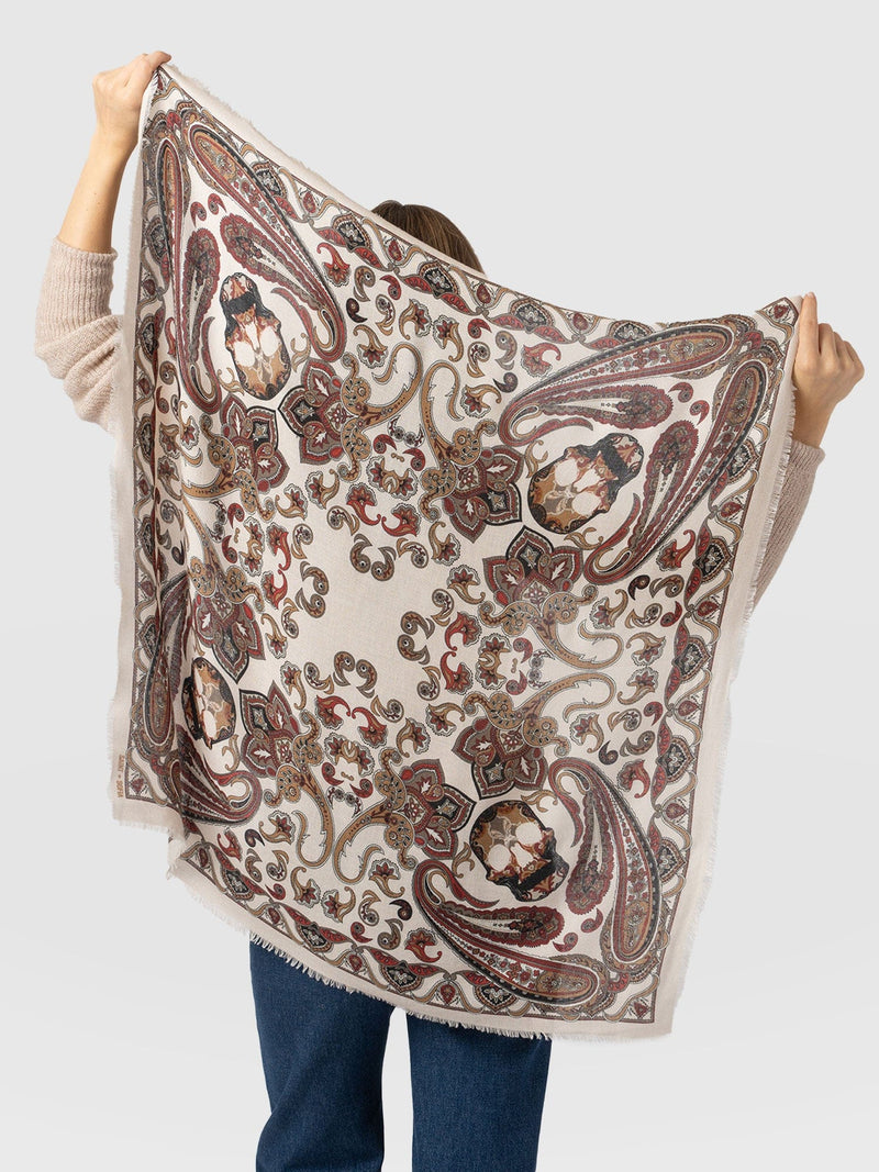 Wren Paisley Scarf Cream/Burgundy - Women's Scarves | Saint + Sofia® US