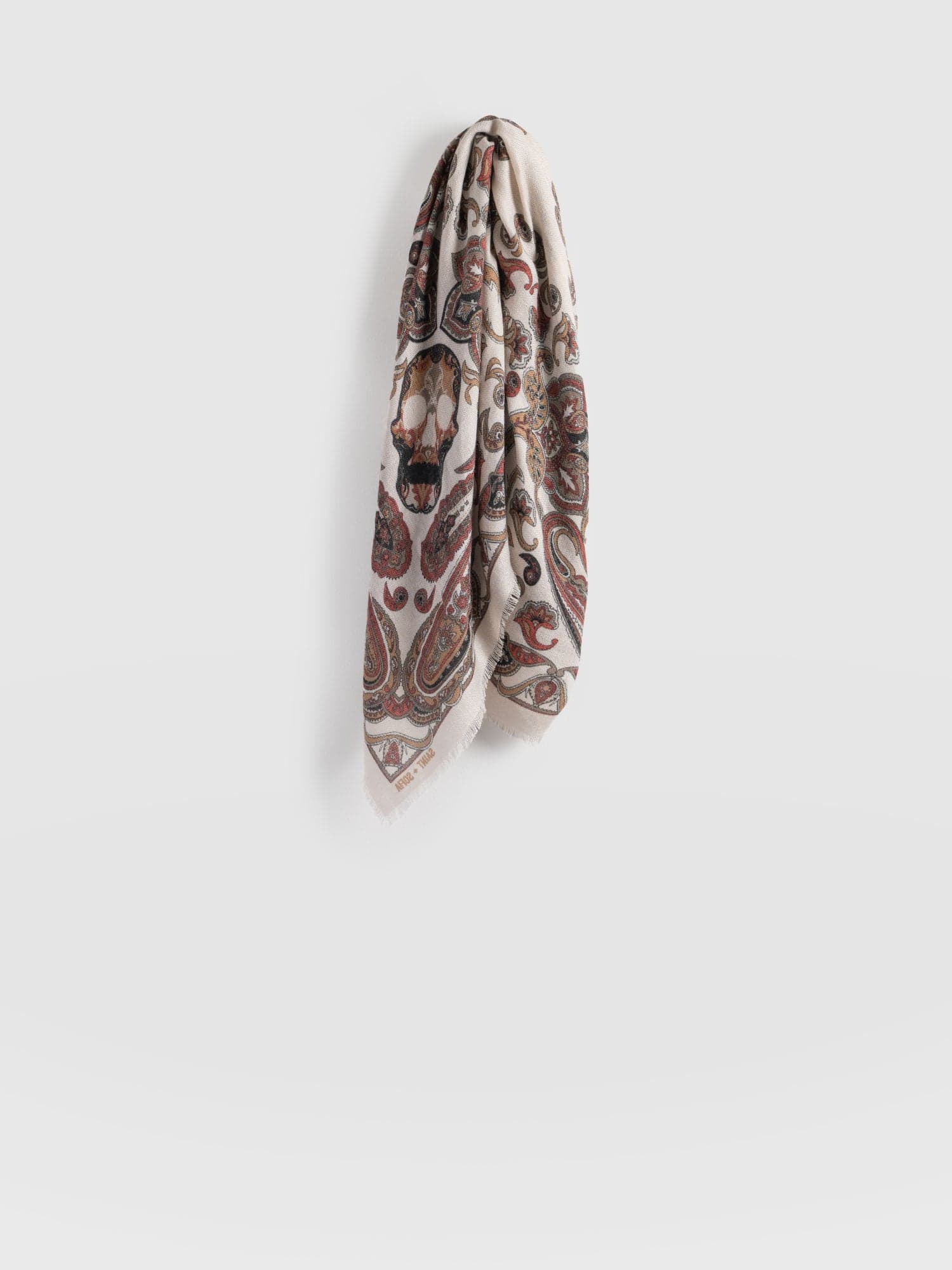 Wren Paisley Scarf Cream/Burgundy - Women's Scarves | Saint + Sofia® US