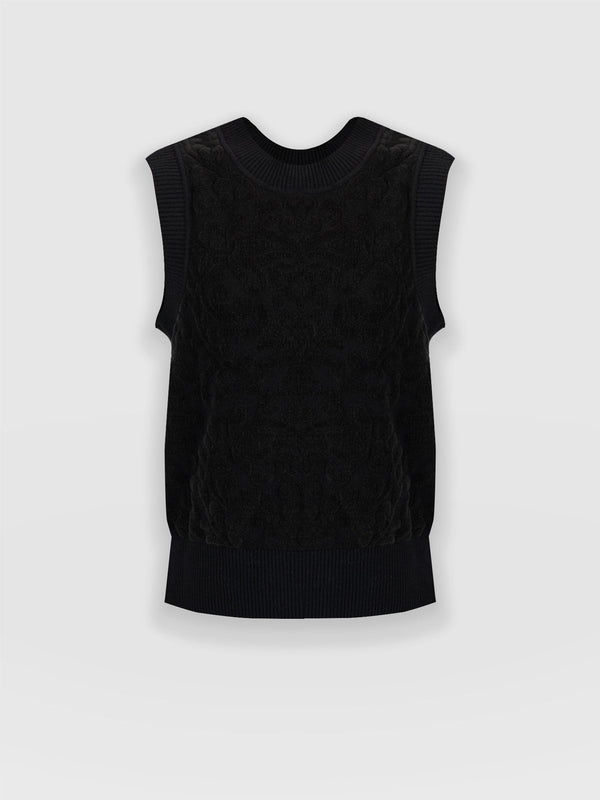Wren Sleeveless Knit Black - Women's Vests | Saint + Sofia® UK