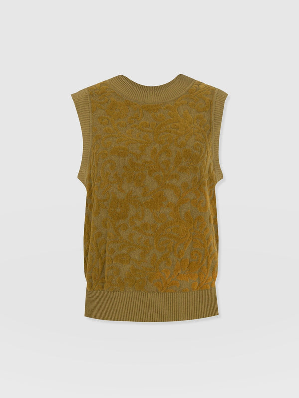 Wren Sleeveless Knit Olive - Women's Vests | Saint + Sofia® UK