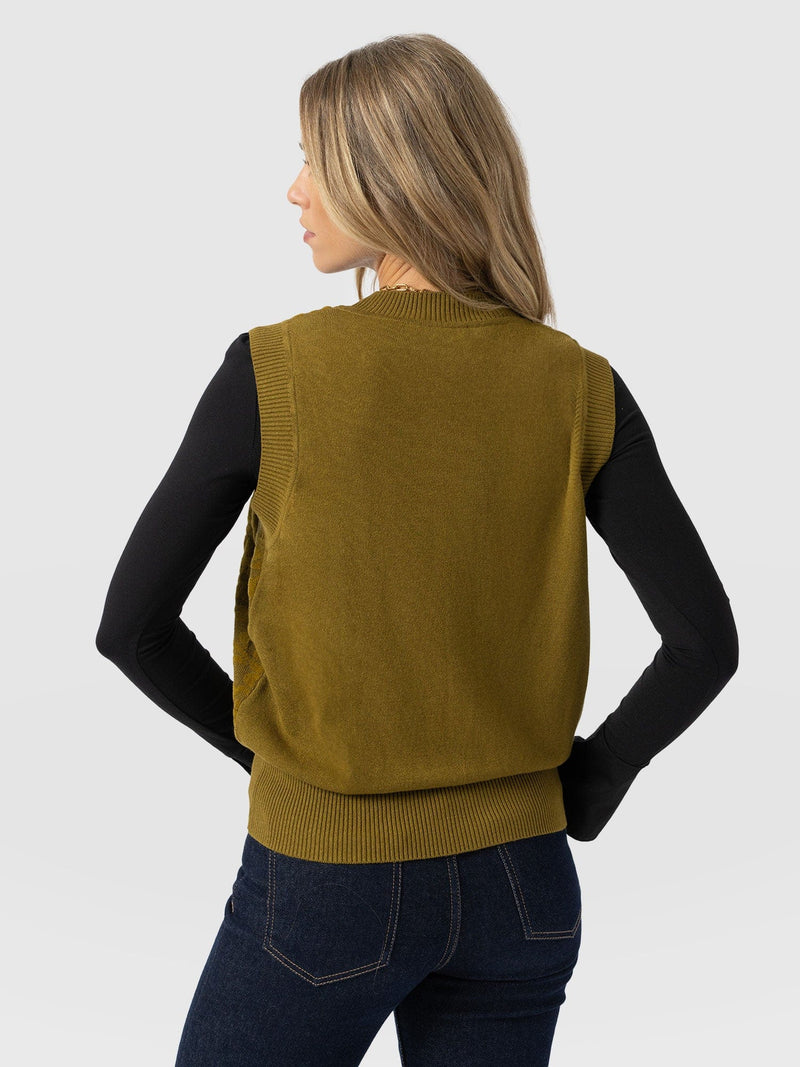 Wren Sleeveless Knit Olive - Women's Vests | Saint + Sofia® US