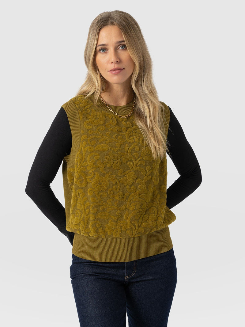 Wren Sleeveless Knit Olive - Women's Vests | Saint + Sofia® US