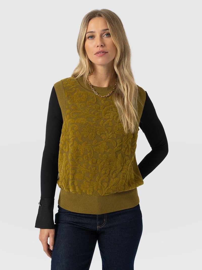 Wren Sleeveless Knit Olive - Women's Vests | Saint + Sofia® US