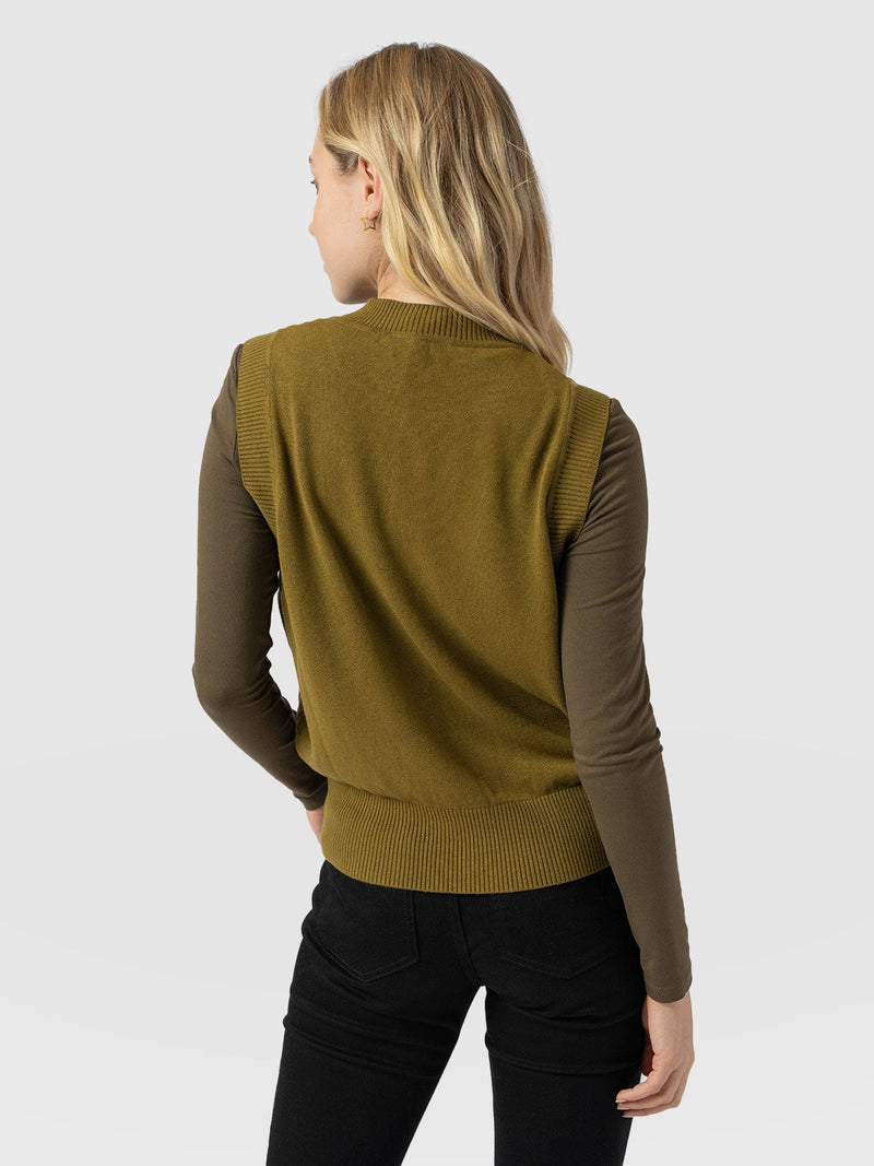 Wren Sleeveless Knit Olive - Women's Vests | Saint + Sofia® US