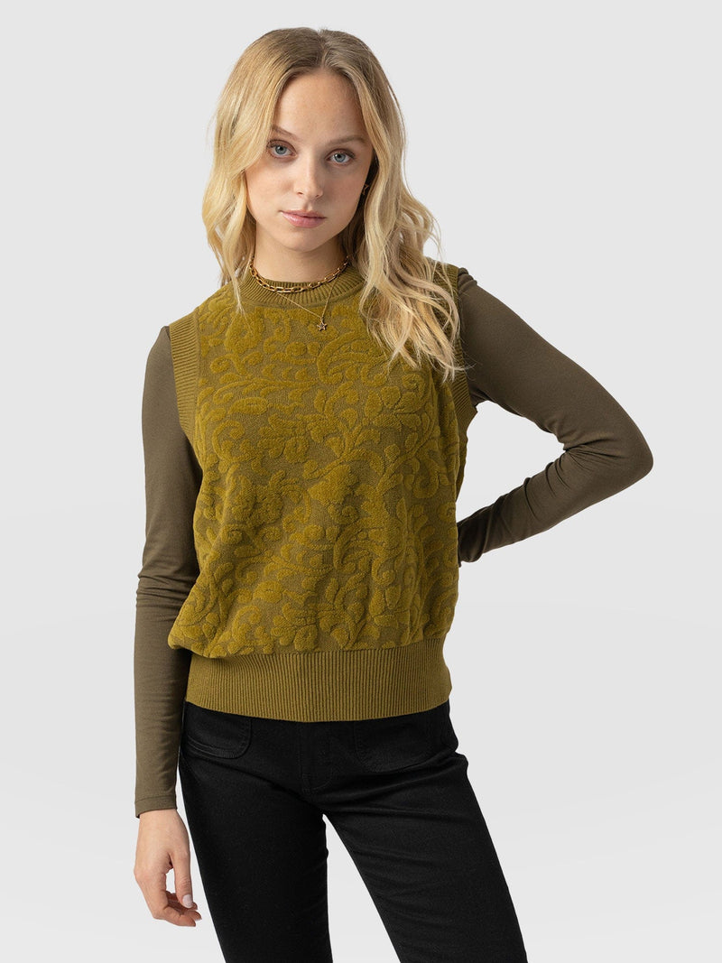 Wren Sleeveless Knit Olive - Women's Vests | Saint + Sofia® US