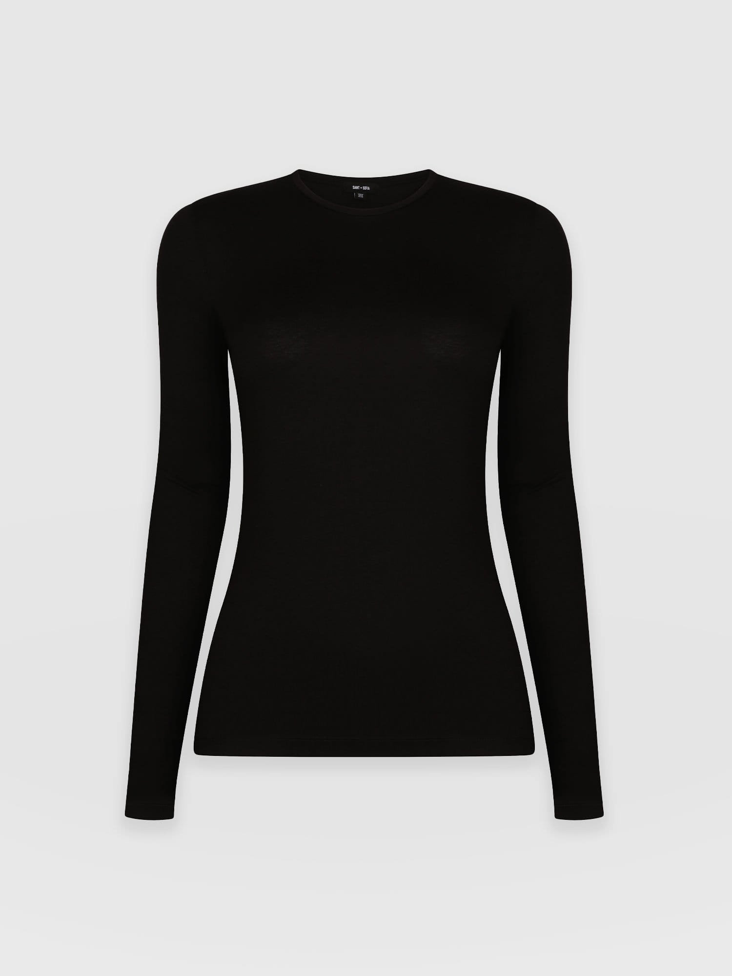Austen Crew Neck Tee Black - Women's T-Shirts | Saint + Sofia® USA