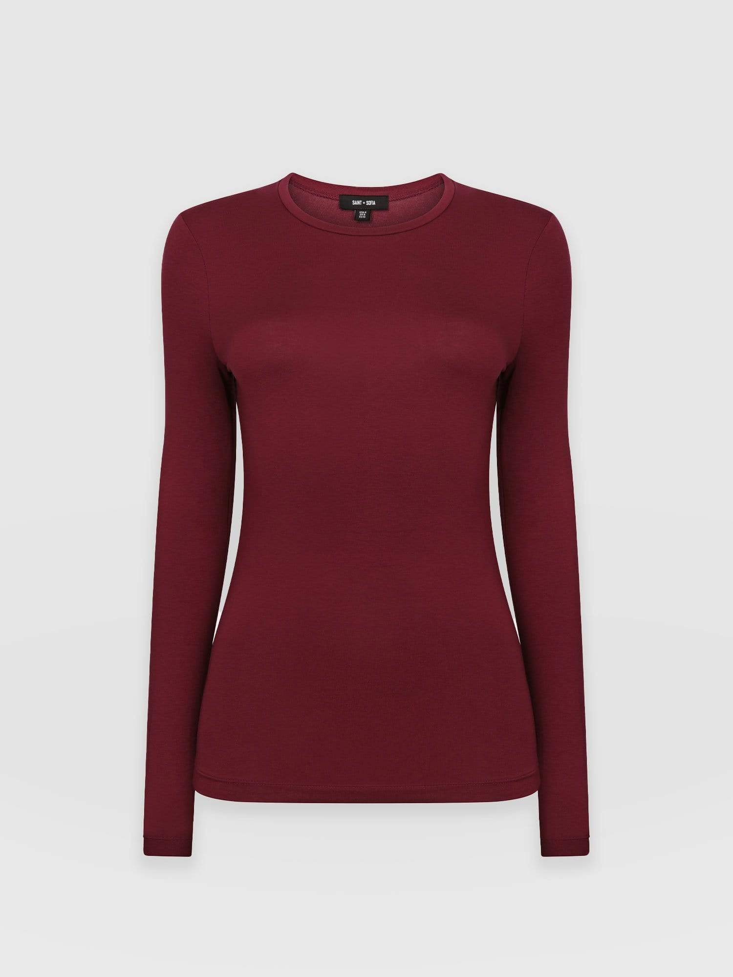 Austen Crew Neck Tee Burgundy - Women's T-Shirt | Saint + Sofia® USA