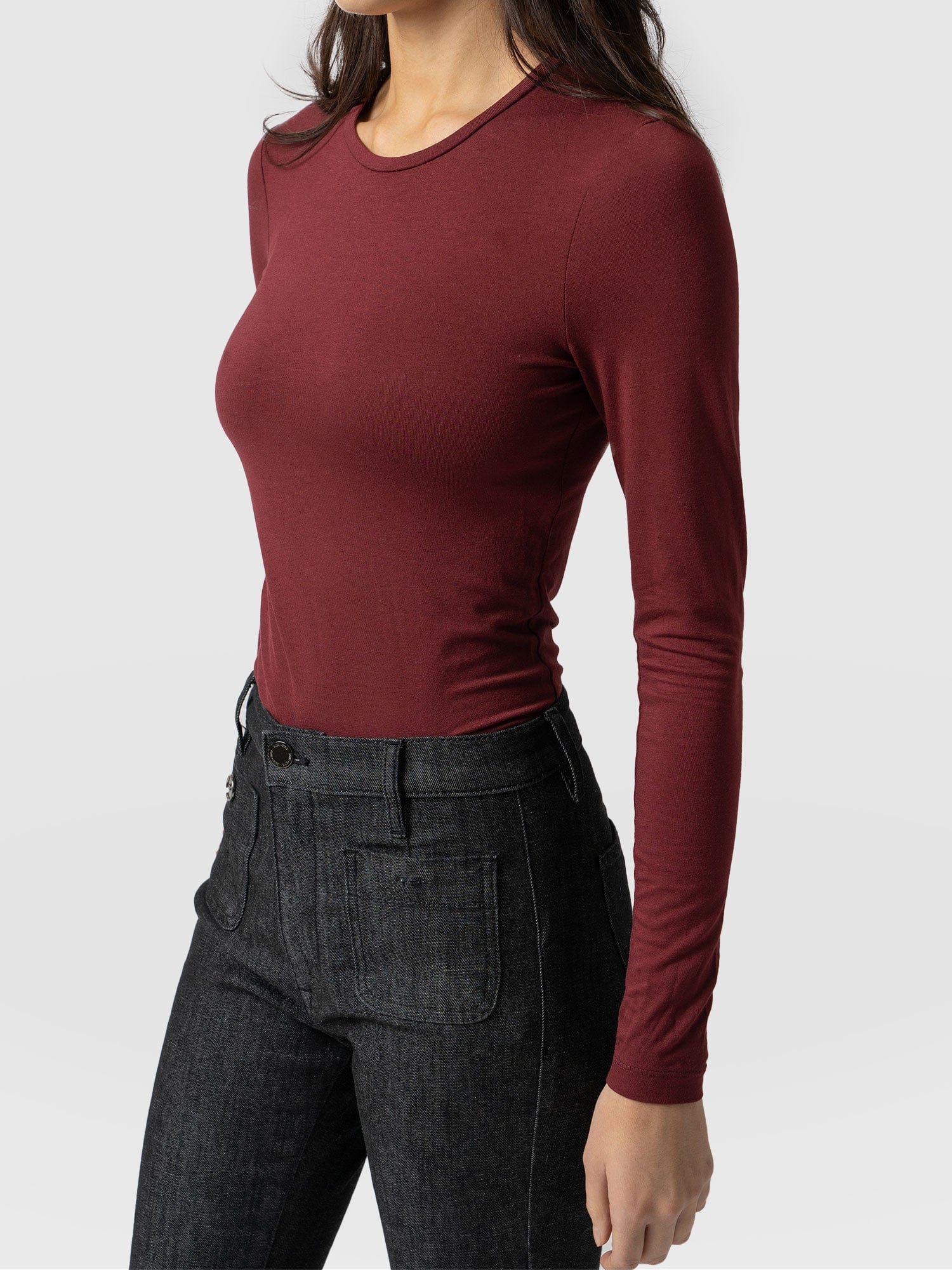 Austen Crew Neck Tee Burgundy - Women's T-Shirt | Saint + Sofia® USA