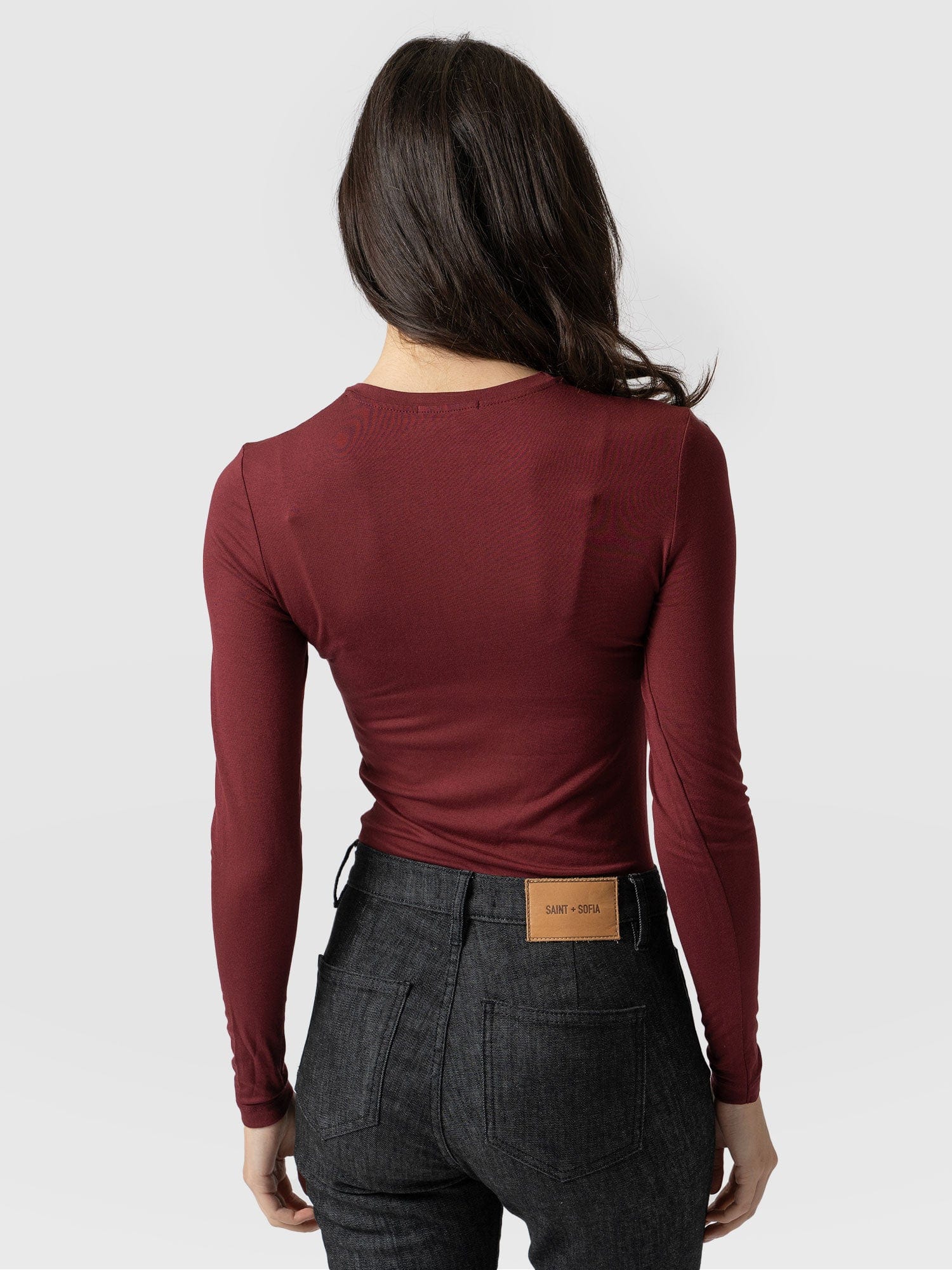 Austen Crew Neck Tee Burgundy - Women's T-Shirt | Saint + Sofia® USA