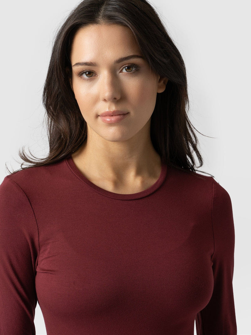 Austen Crew Neck Tee Burgundy - Women's T-Shirt | Saint + Sofia® USA