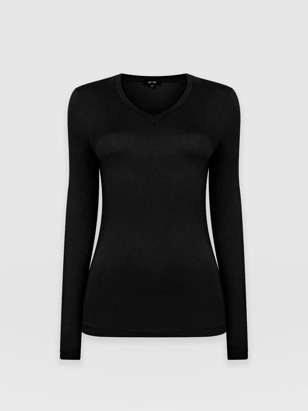 Austen V Neck Tee Black - Women's T-Shirt | Saint + Sofia® USA