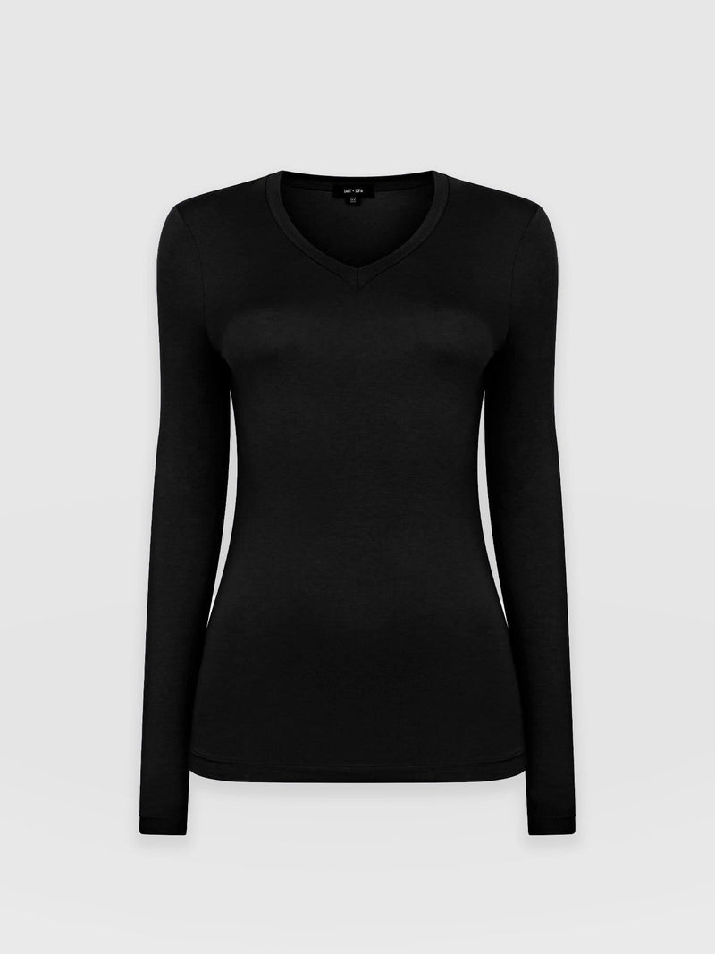 Austen V Neck Tee Black - Women's T-Shirt | Saint + Sofia® USA