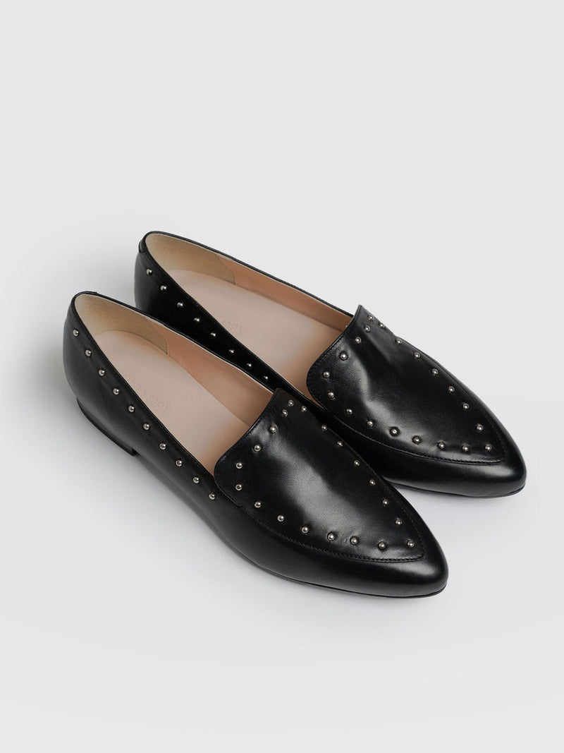 Ava Studded Loafer Black - Women's Loafers | Saint + Sofia® UK
