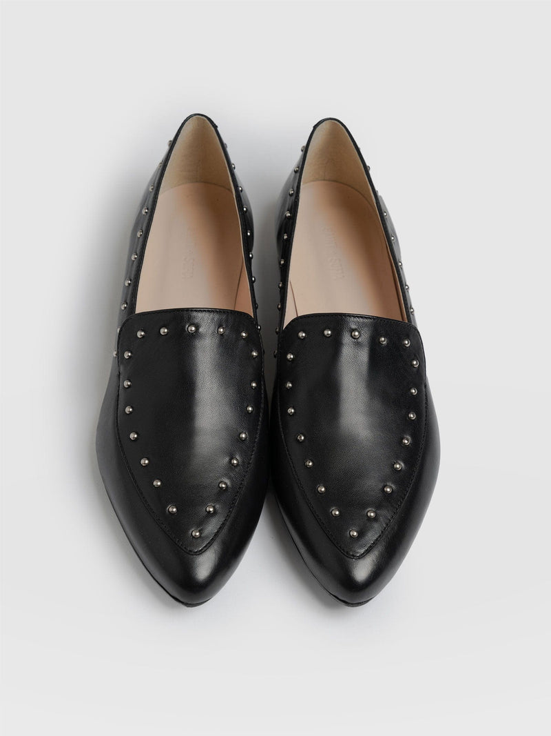 Ava Studded Loafer Black - Women's Loafers | Saint + Sofia® UK