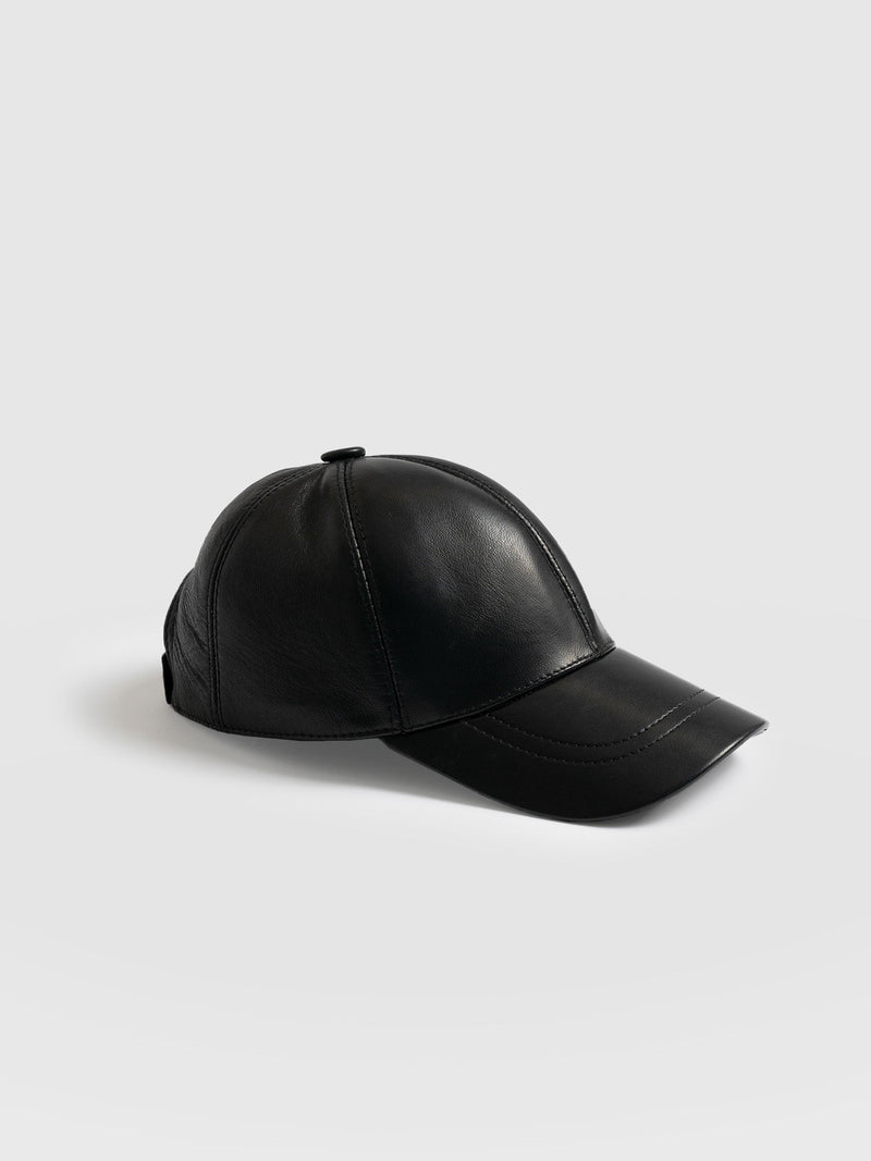 Avalon Leather Baseball Cap Black - Women's Hats | Saint + Sofia® USA
