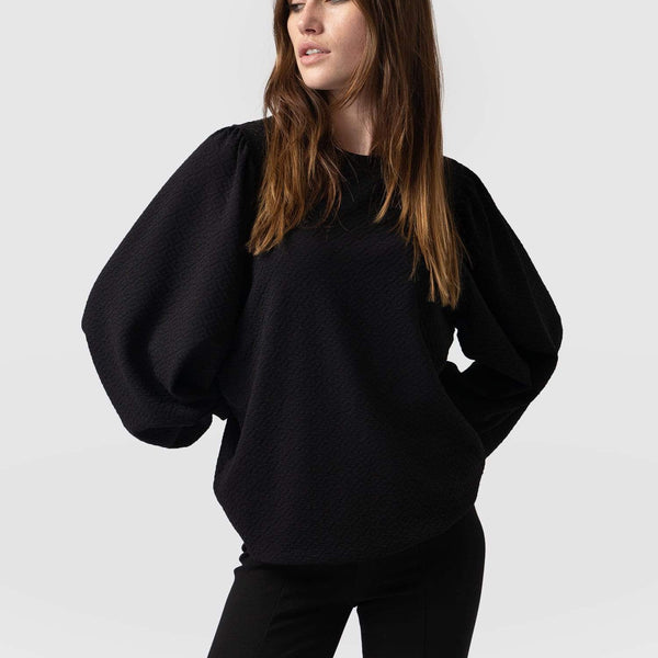 Balloon Sleeve Sweater - Black-Diamond