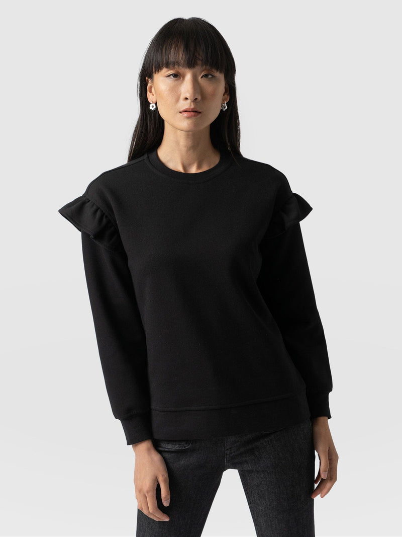 Bea Frill Sweater Black - Women's Sweaters | Saint + Sofia® USA