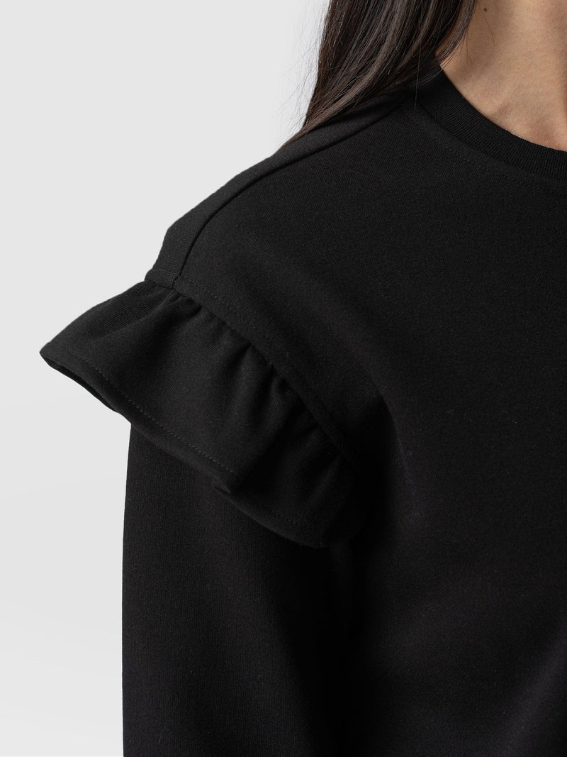 Bea Frill Sweater Black - Women's Sweaters | Saint + Sofia® USA
