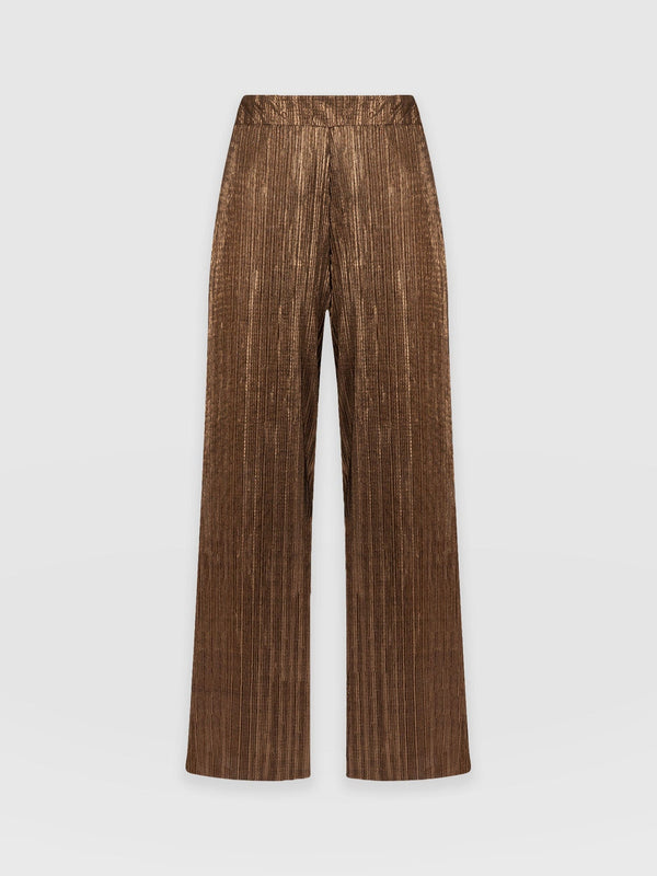 Betty Wide Leg Pant Bronze Plisse - Women's Pants | Saint + Sofia® USA