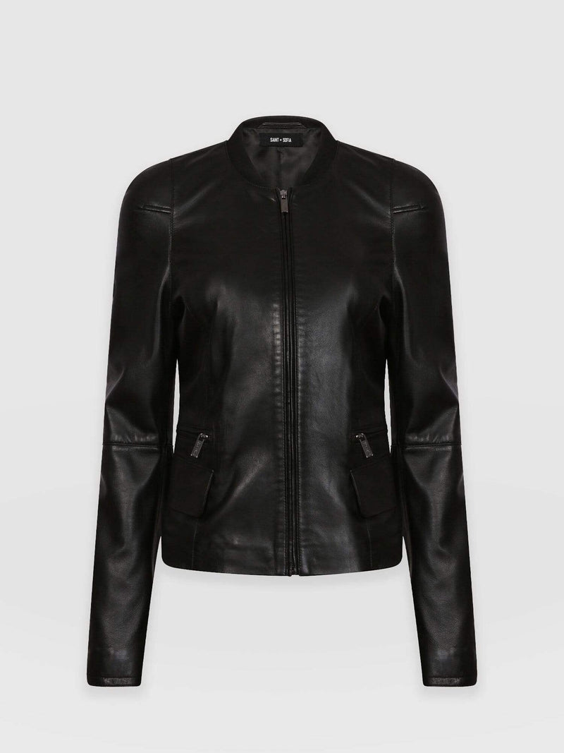 Blane Leather Jacket Black - Women's Leather Jackets | Saint + Sofia® UK