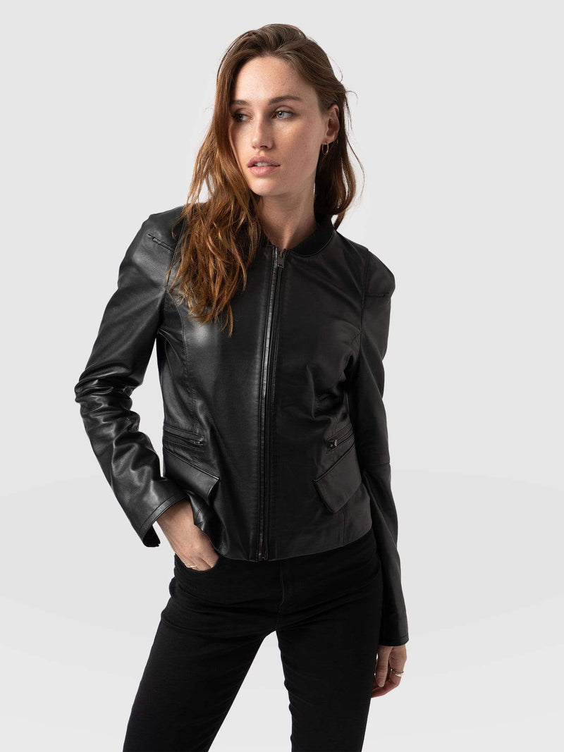 Blane Leather Jacket Black - Women's Leather Jackets | Saint + Sofia® USA