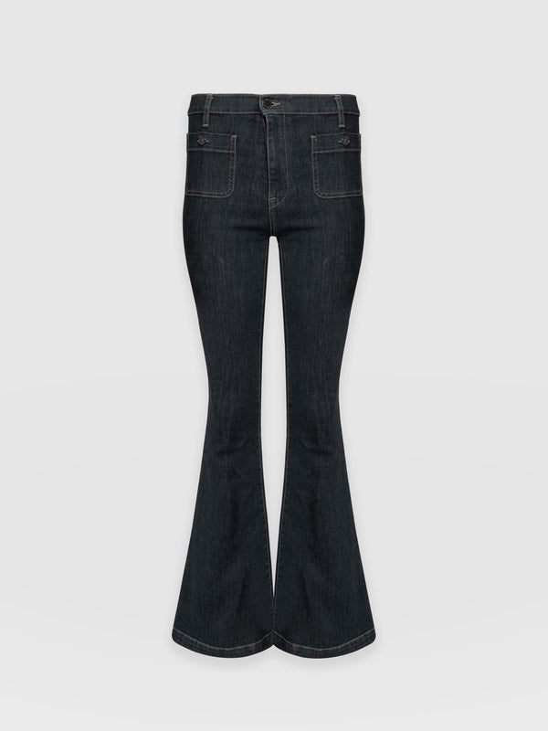 Bowie Stretch Flare Jeans Black - Women's Jeans | Saint + Sofia® USA