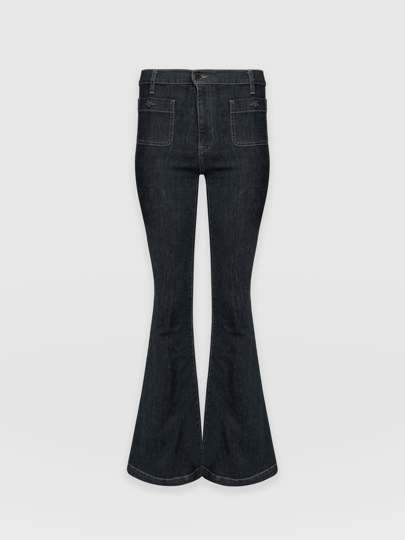 Bowie Stretch Flare Jeans Black - Women's Jeans | Saint + Sofia® USA