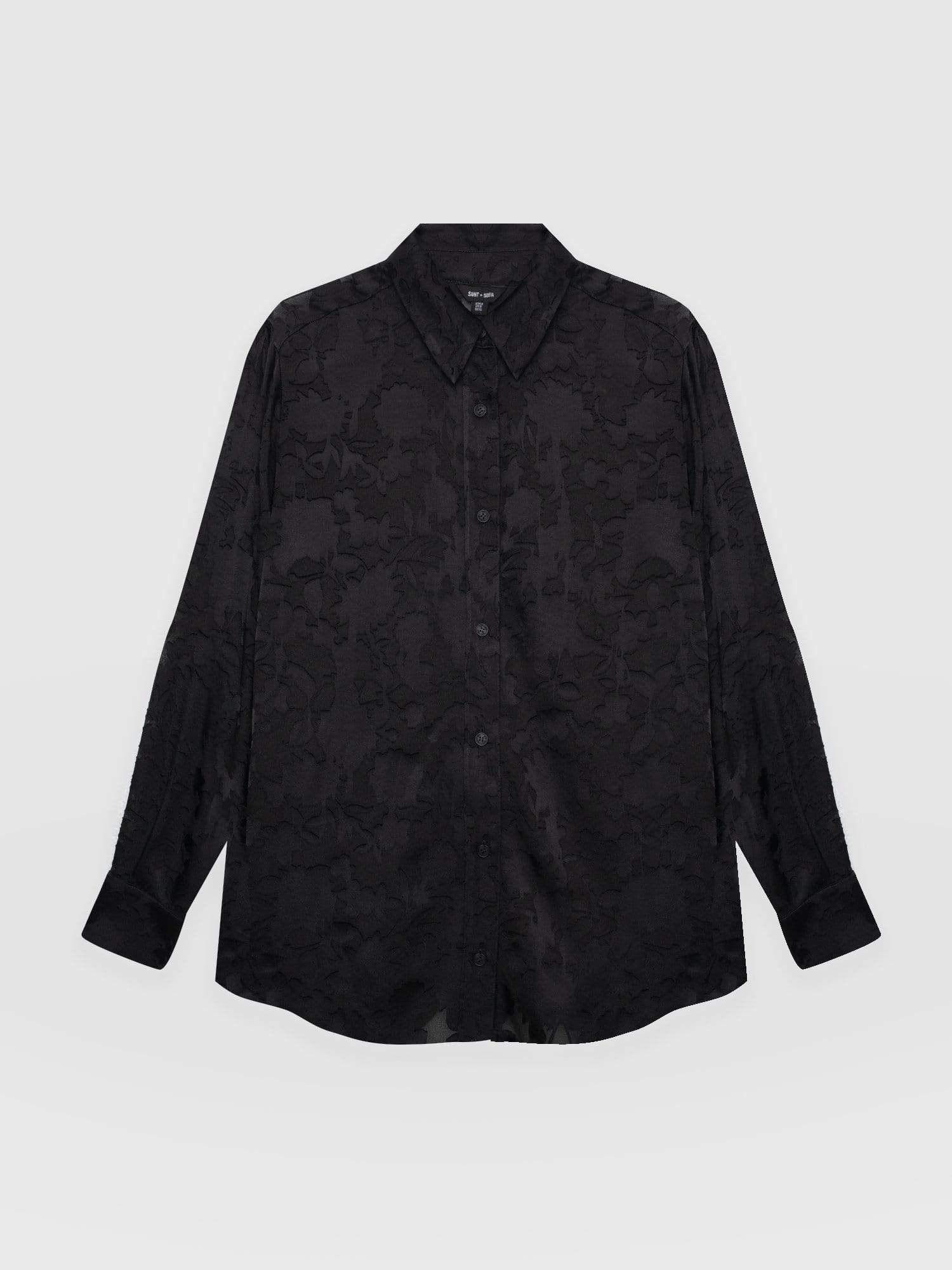 Boyfriend Shirt Black Burnout - Women's Shirts | Saint + Sofia® USA