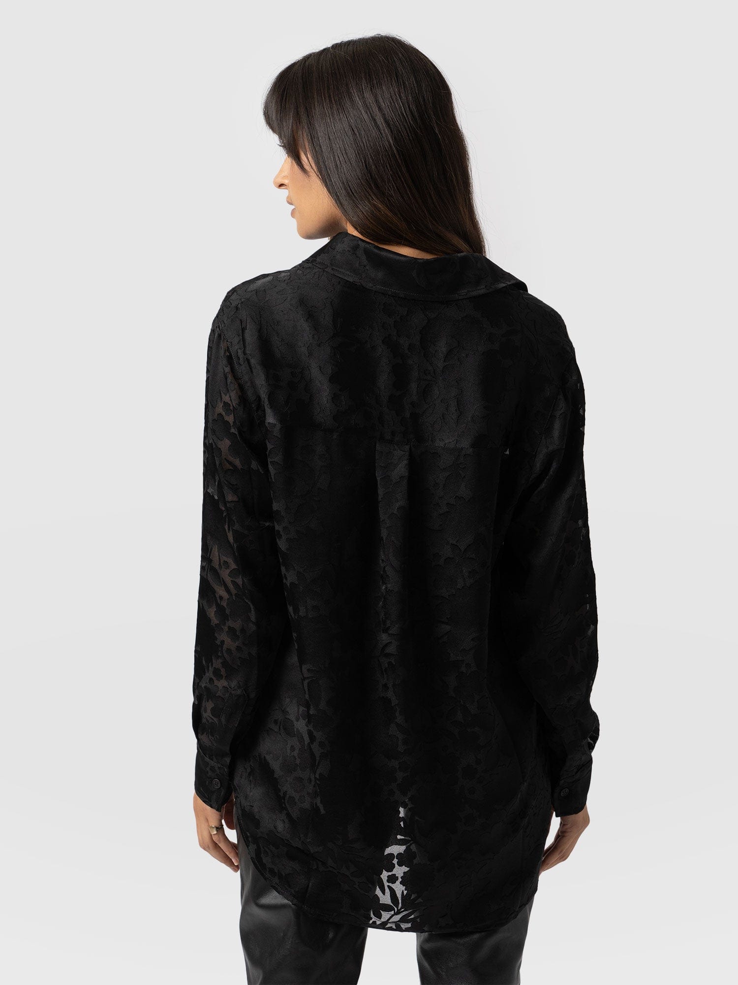 Boyfriend Shirt Black Burnout - Women's Shirts | Saint + Sofia® USA