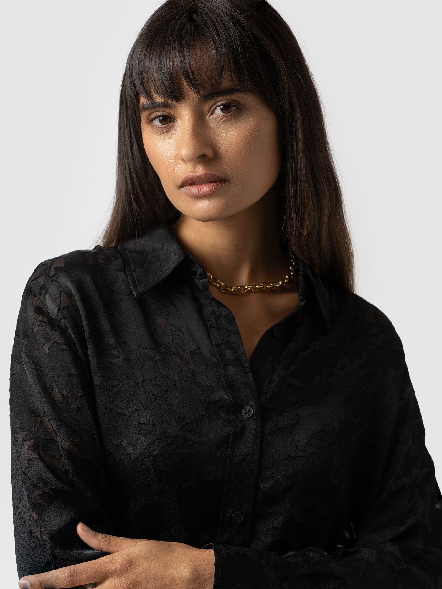 Boyfriend Shirt Black Burnout - Women's Shirts | Saint + Sofia® USA