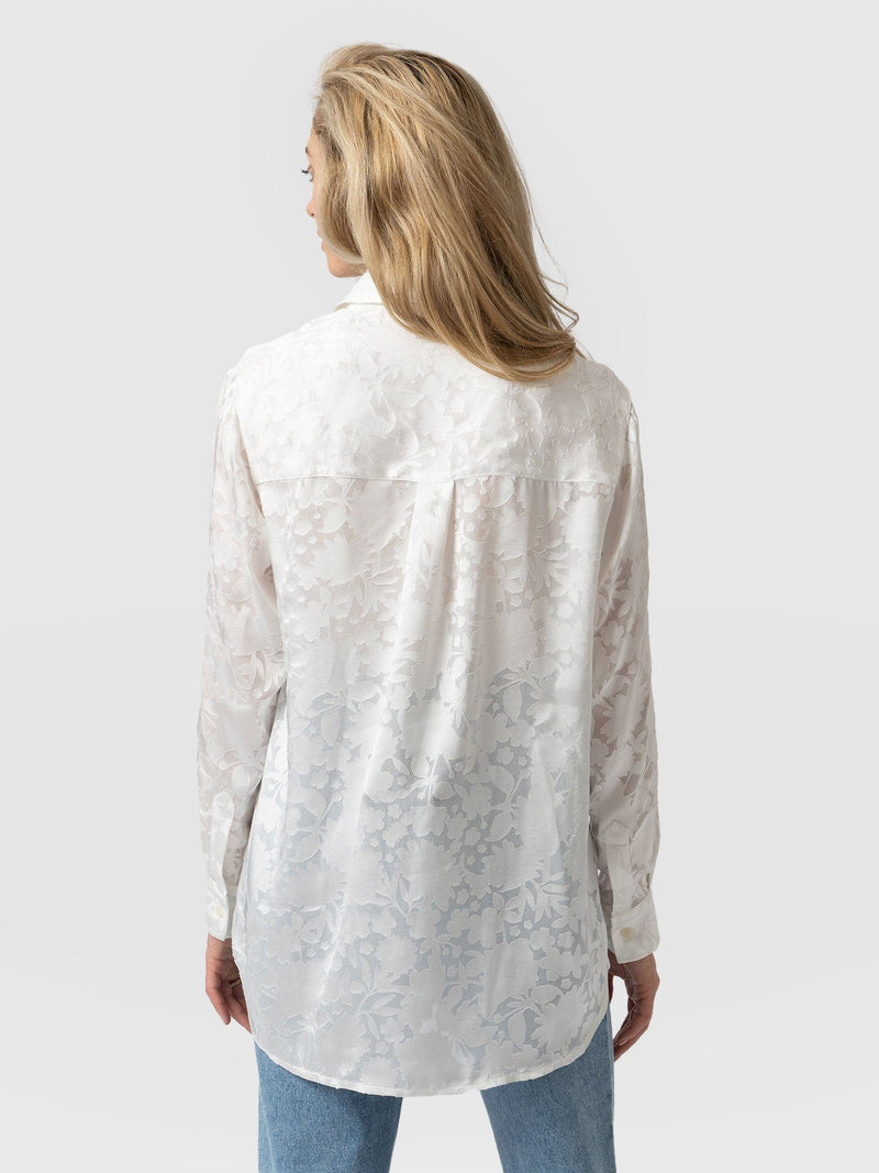Boyfriend Shirt White Burnout - Women's Shirts | Saint + Sofia® UK