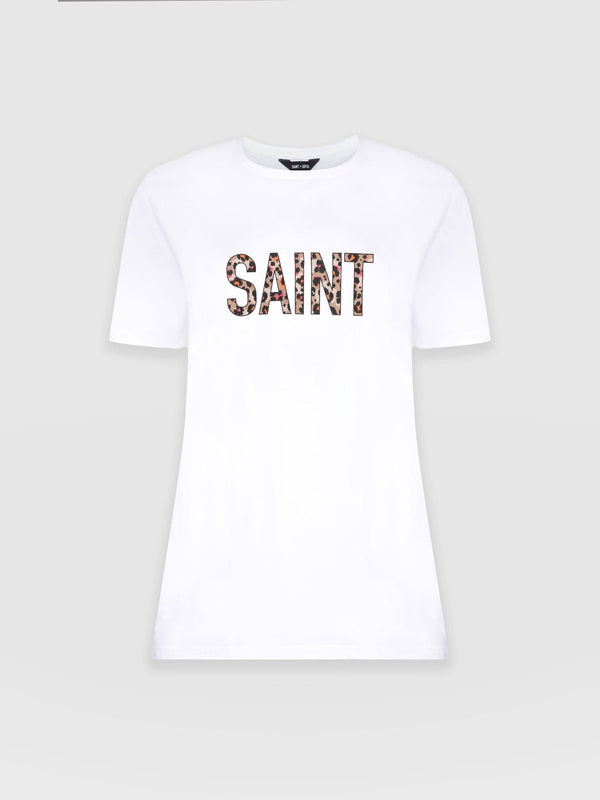 Boyfriend Tee White Blush Leopard - Women's T-Shirts | Saint + Sofia® USA