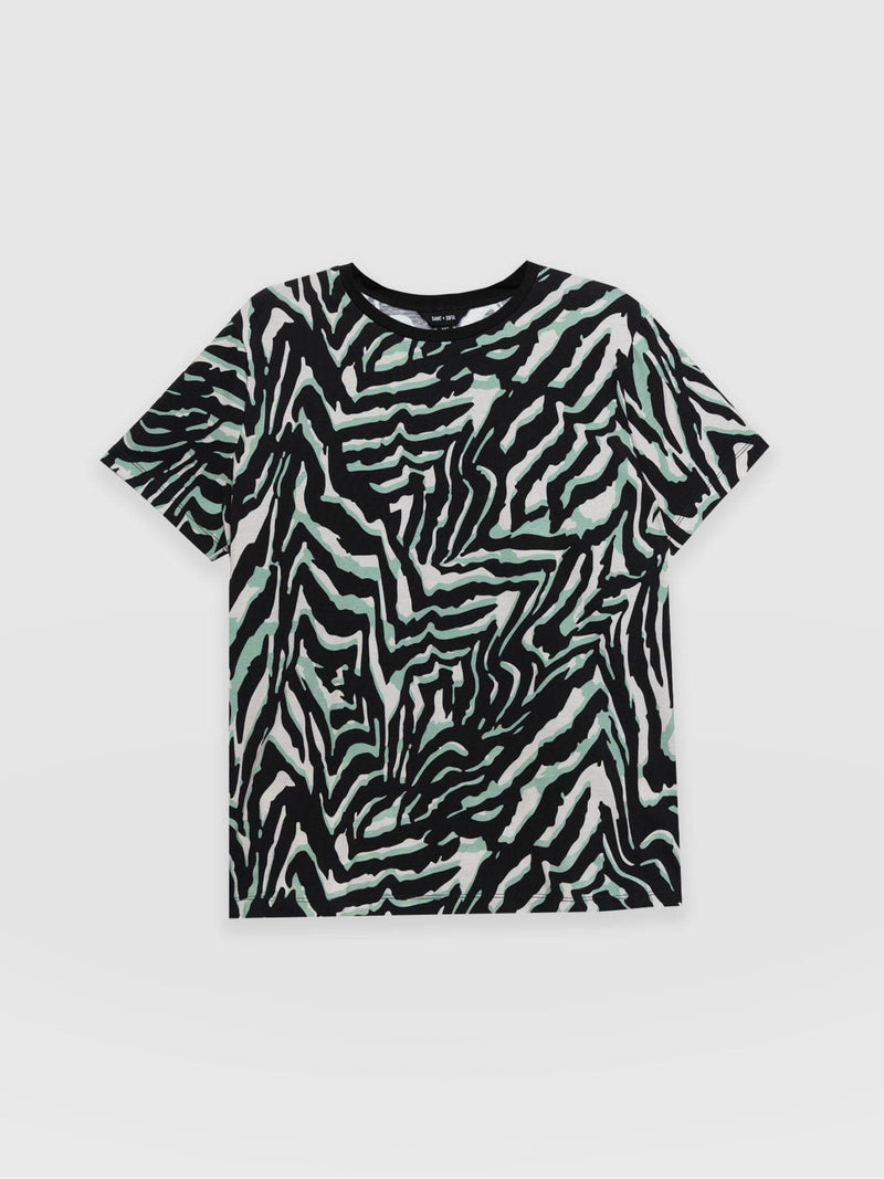 Zebra Print White All Over Womens T-Shirt