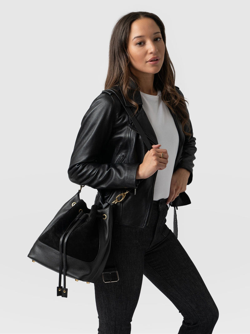 Brompton Bucket Bag Black Pebble - Women's Leather Bags