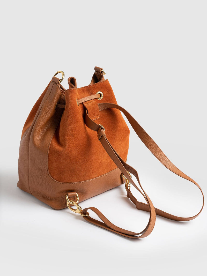 Brompton Bucket Bag Brown Pebble - Women's Leather Bags | Saint + Sofia® USA