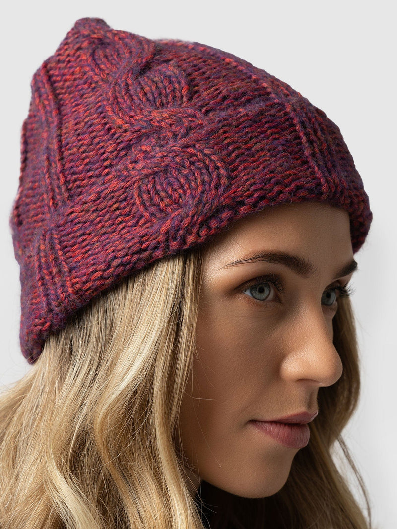 Cable Knit Hat Purple - Women's Hats | Saint + Sofia® UK