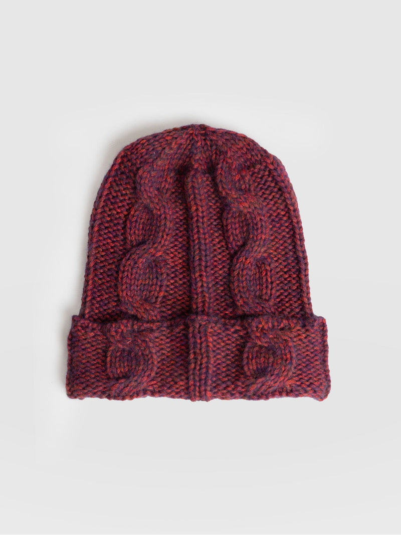 Cable Knit Hat Purple - Women's Hats | Saint + Sofia® UK