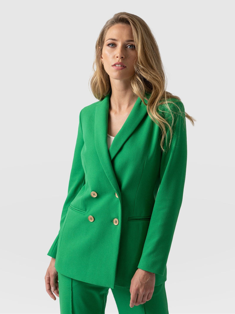 Zara - Tailored Double Breasted Blazer - Green - Women
