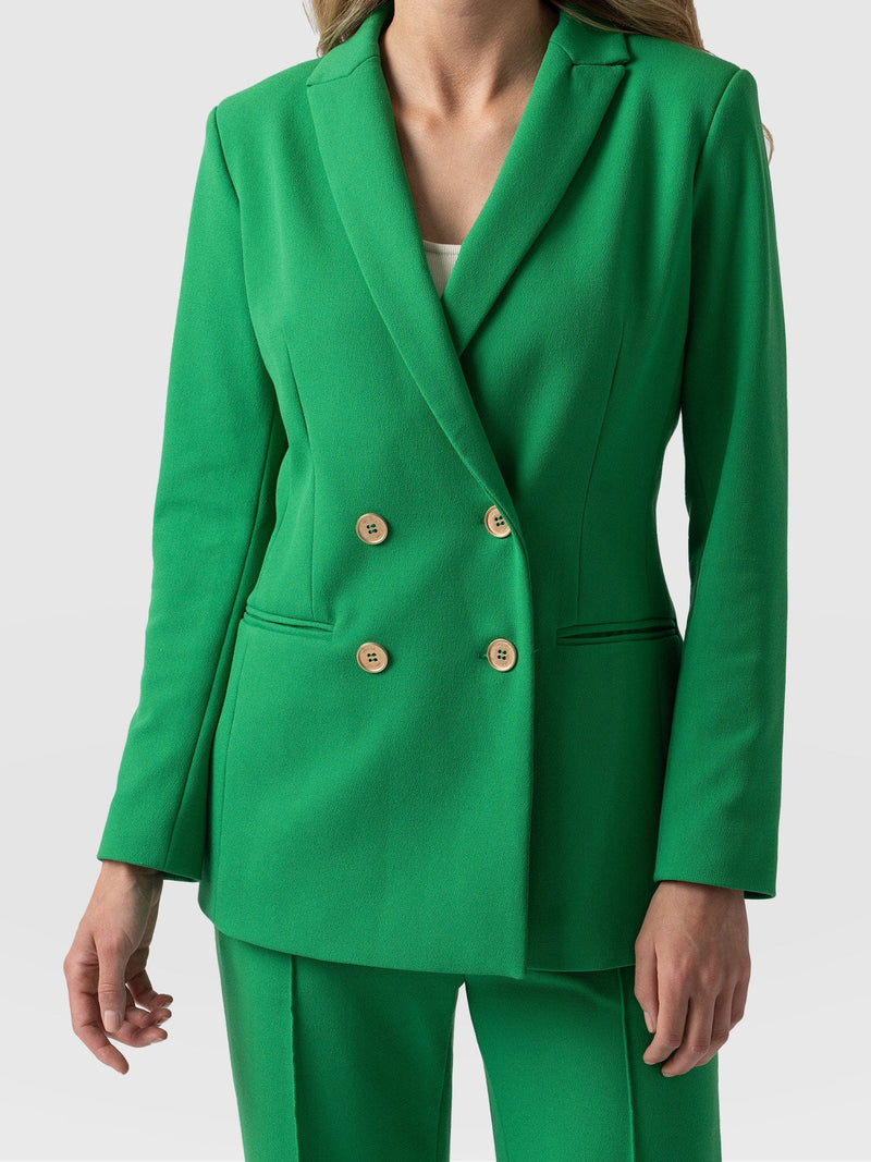 Women's Dark Emerald Green Double Breasted Blazer
