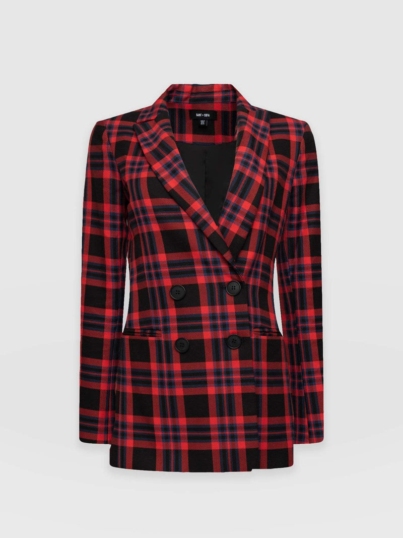 Cambridge Blazer Red Check - Women's Blazers | Saint + Sofia® USA